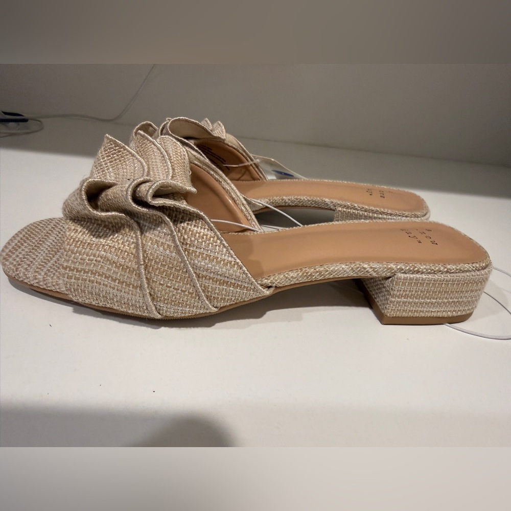 NWT - A New Day Lyta Raffia Ruffle Slide Sandals, Size 7